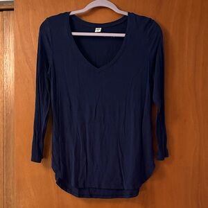 Old Navy Deep Blue Long Sleeve V-Neck Top